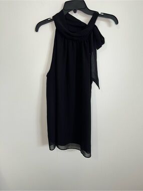 The Limited Black Sleeveless Halter Blouse with Tie Neck